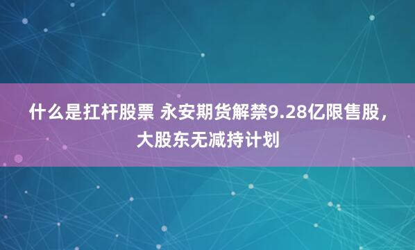 什么是扛杆股票 永安期货解禁9.28亿限售股，大股东无减持计划